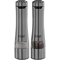 Russell Hobbs Classics - Molinillos de Pimienta y Sal Electricos (Sistema Molido Cerámico- Acero Inoxidable- Gris…